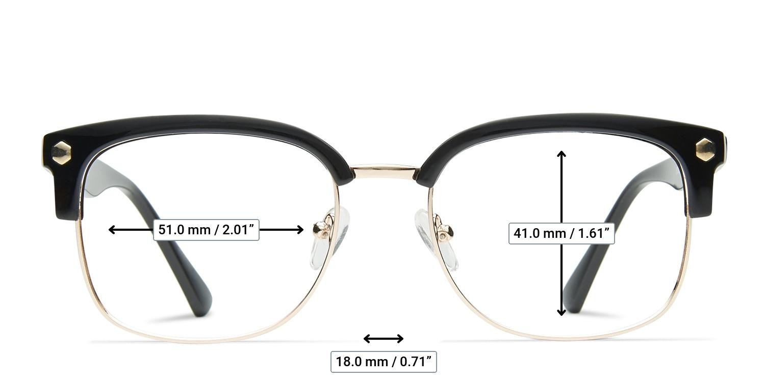 Muse Elliot Black, Gold glasses - Measurements