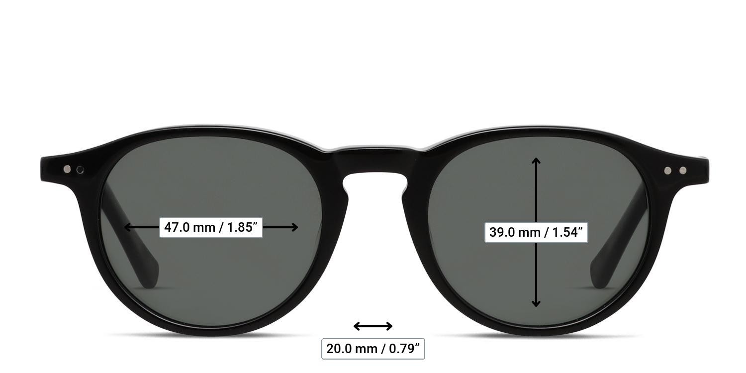 Revel Royer Shiny Black glasses - Measurements