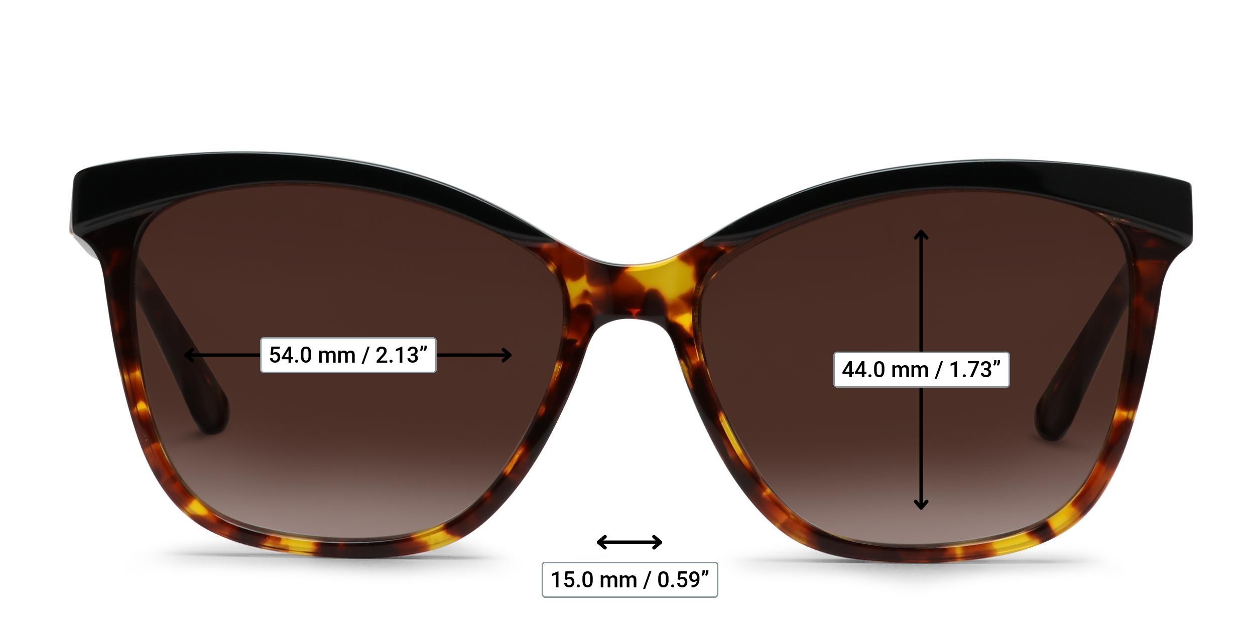 Amelia E. Heather Tortoise glasses - Measurements