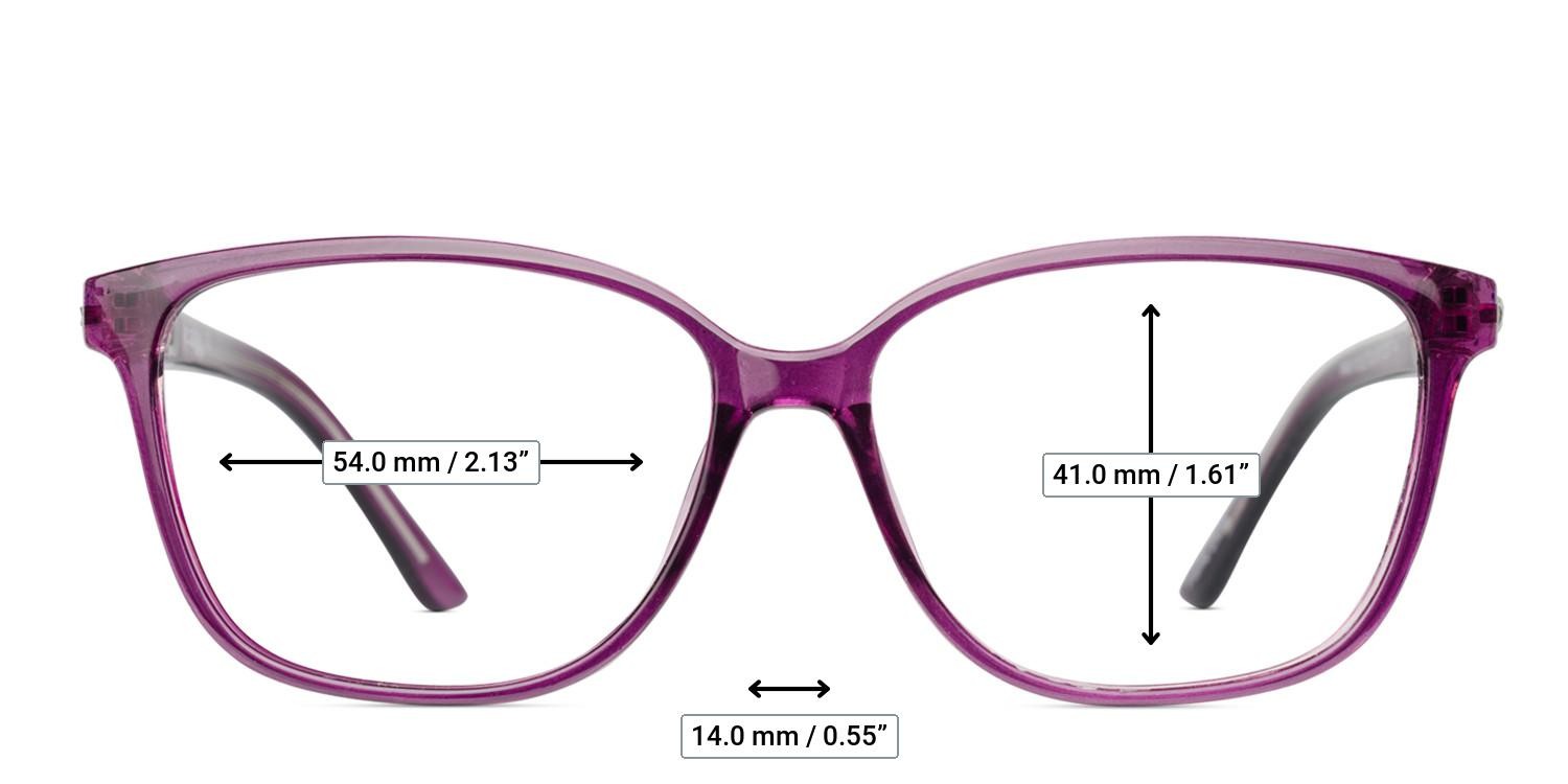 Amelia E. Pam Purple glasses - Measurements