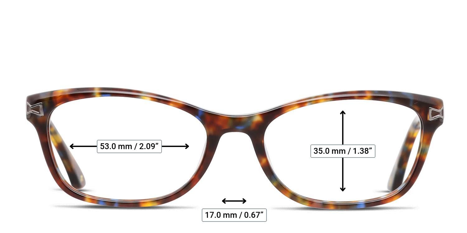 Amelia E. Louisa Blue, Tortoise glasses - Measurements
