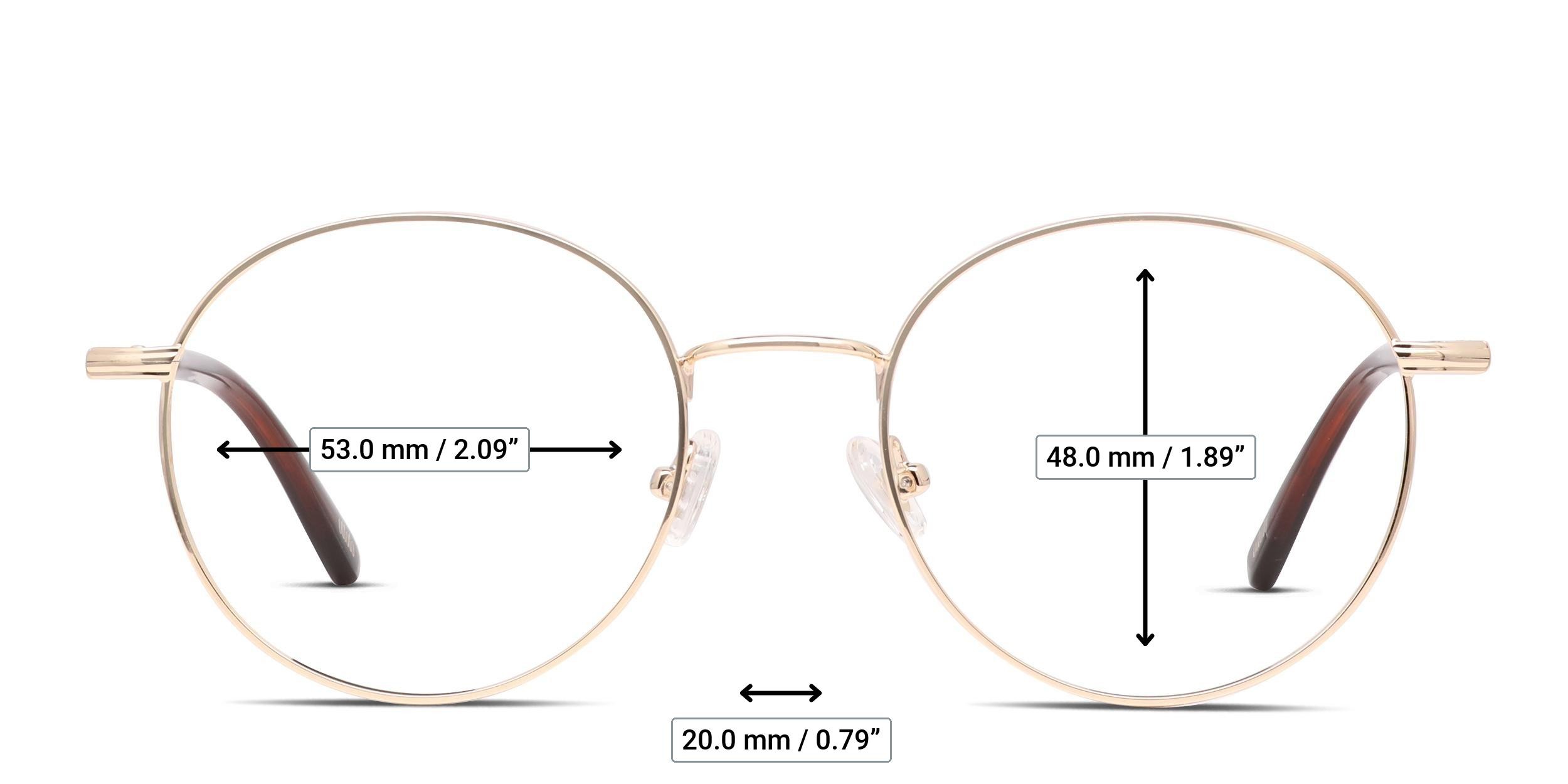 Ottoto Waterloo Gold glasses - Measurements