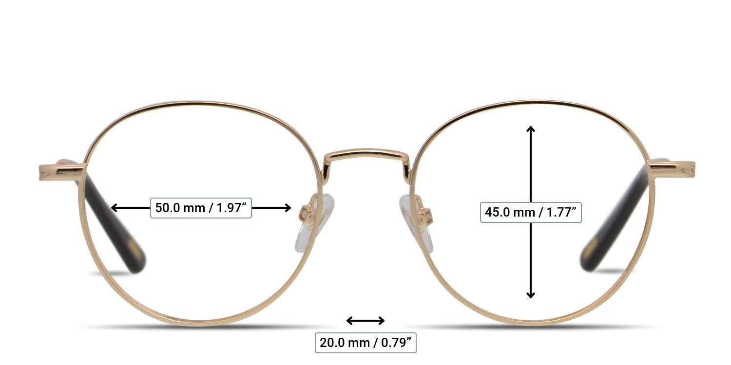 Ottoto Atrium Gold glasses - Measurements