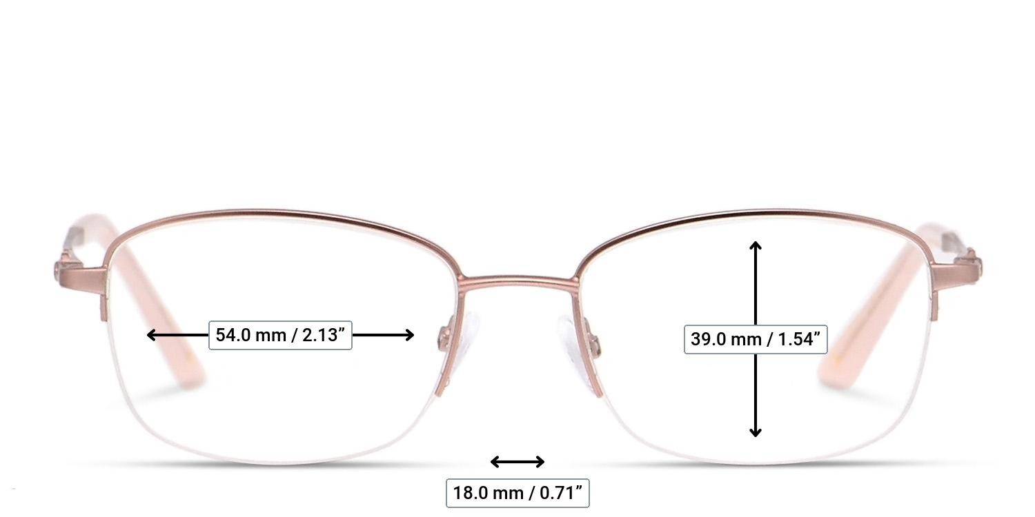 Amelia E. Kendal Rose Gold glasses - Measurements