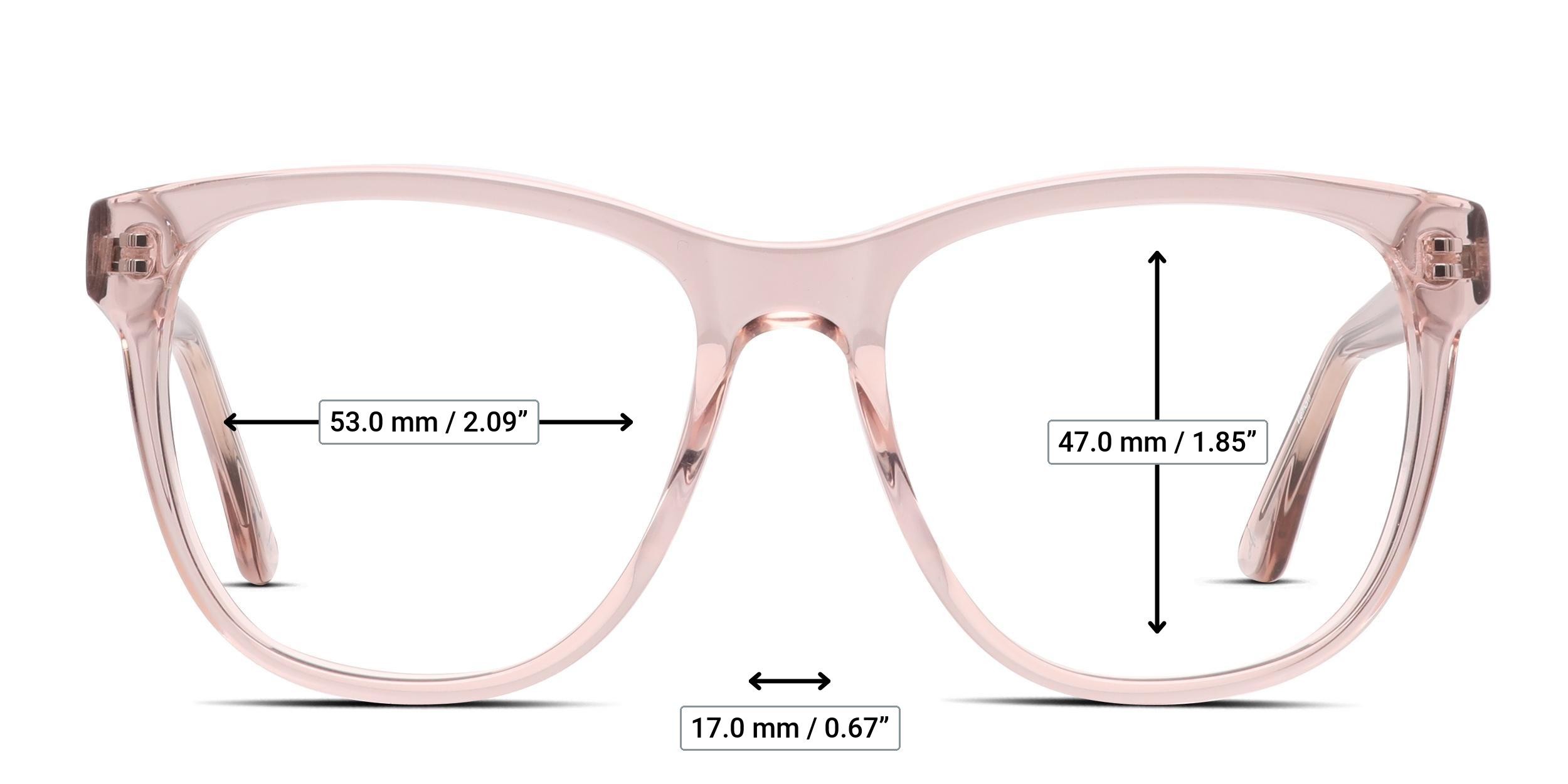 Amelia E. Tricia Pink, Clear glasses - Measurements