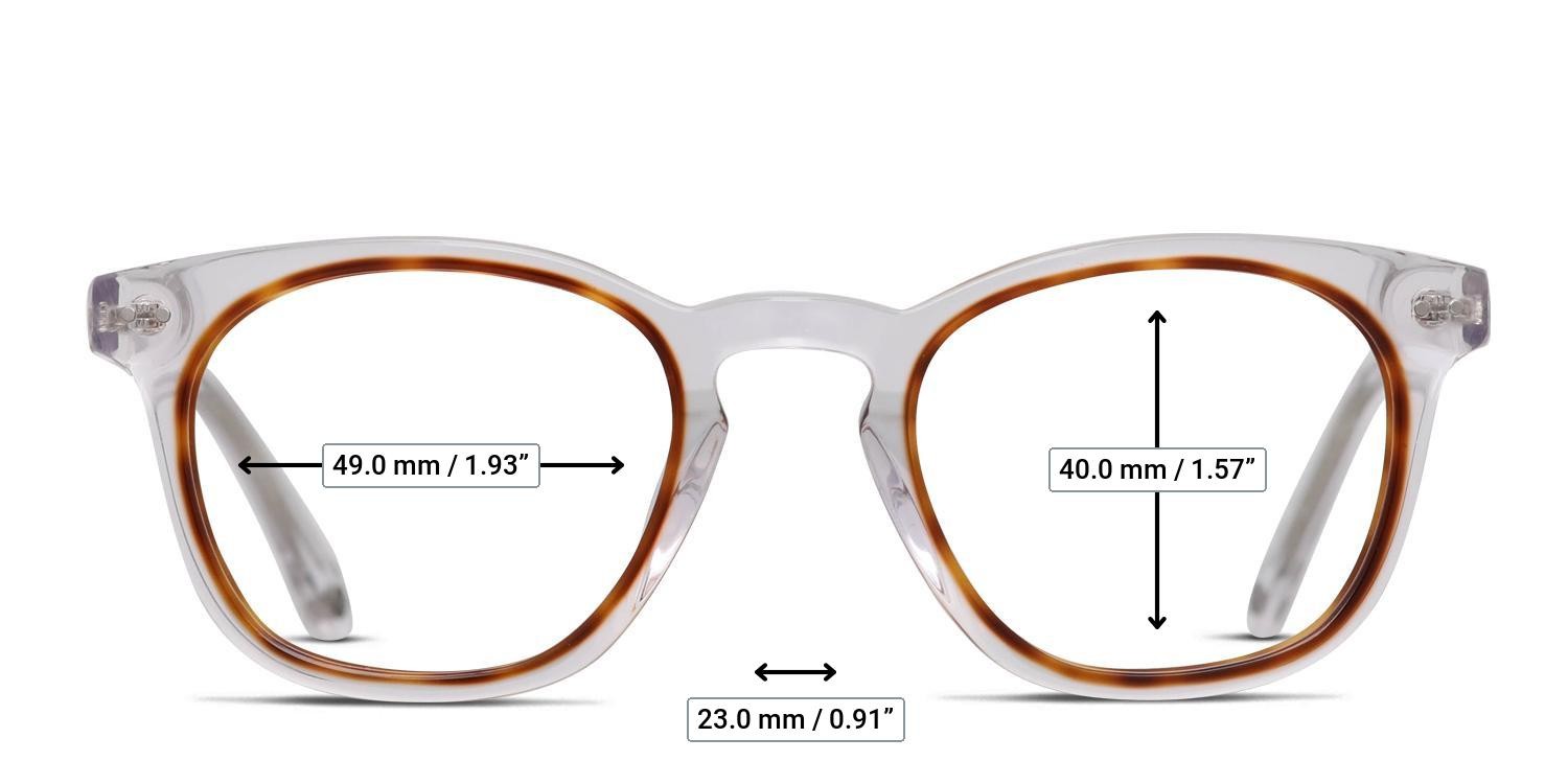 Muse Elixir Clear, Tortoise glasses - Measurements