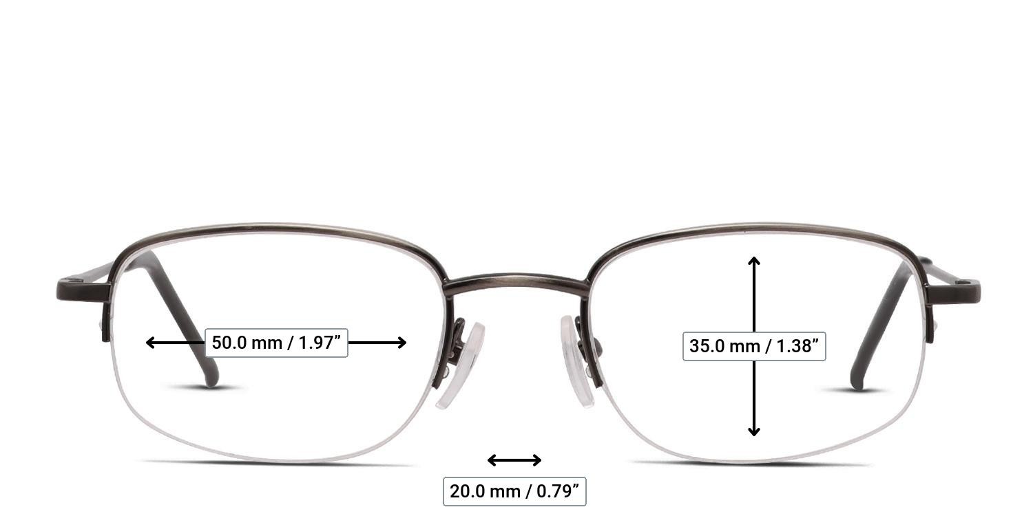 Mariano Gunmetal glasses - Measurements