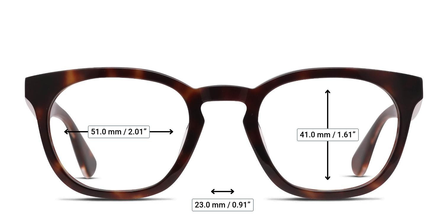 Von Miller x GlassesUSA.com Frontier Brown, Tortoise glasses - Measurements
