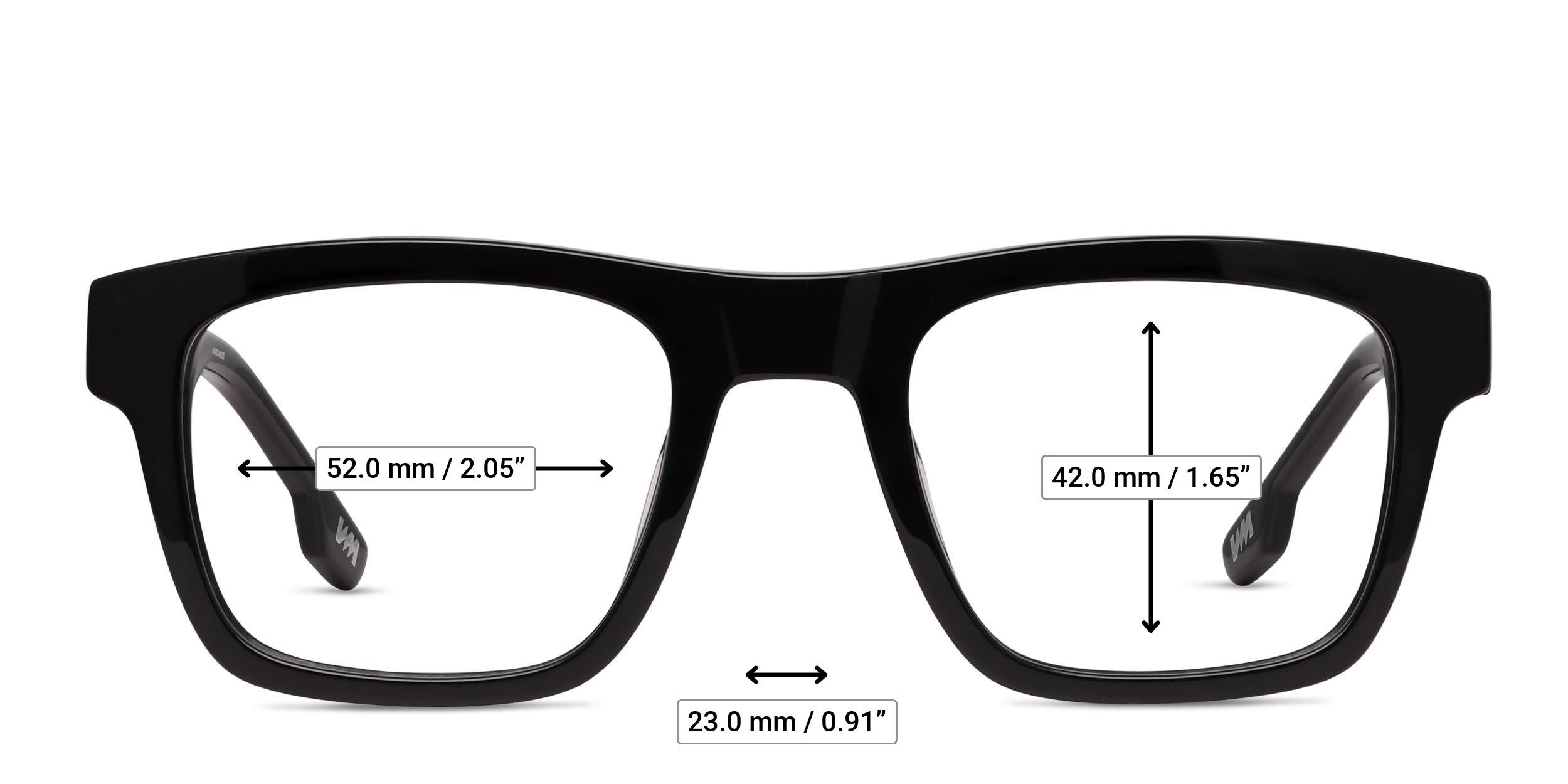 Von Miller x GlassesUSA.com Hi-Def Shiny Black glasses - Measurements