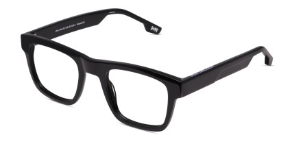 Von Miller x GlassesUSA.com Hi-Def Shiny Black glasses - Shiny Black - Angle View