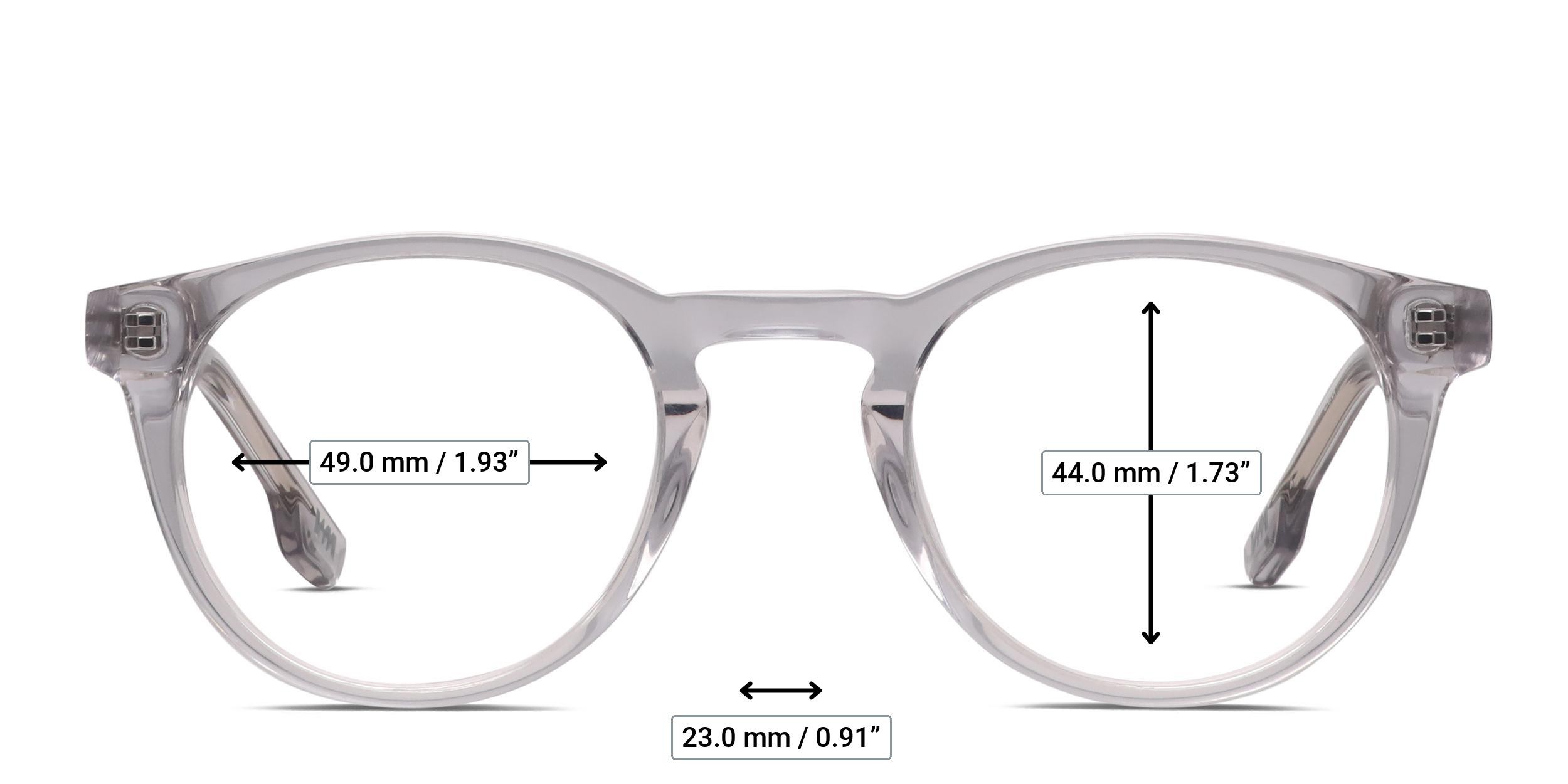 Von Miller x GlassesUSA.com Expert Clear, Gray glasses - Measurements