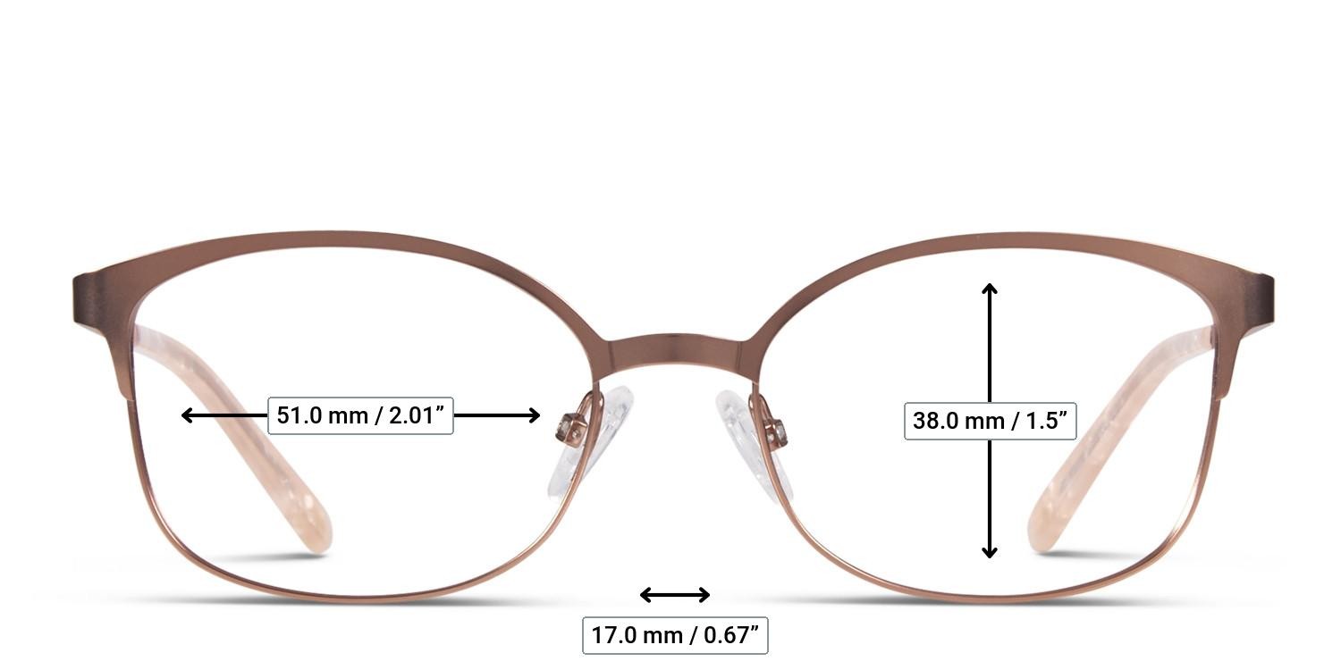 Ottoto Graziano Rose Gold glasses - Measurements
