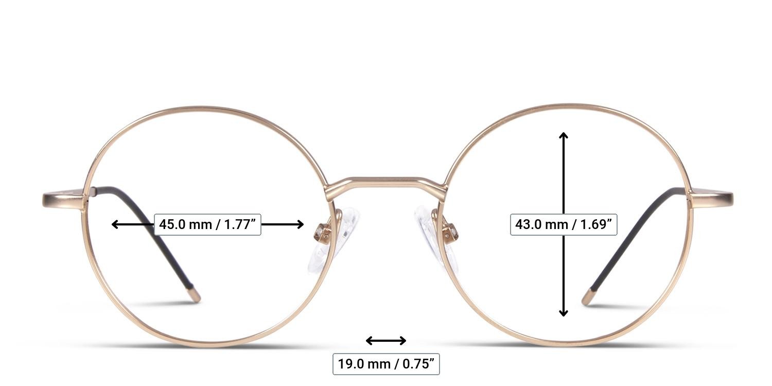 Ottoto Pietro Gold glasses - Measurements