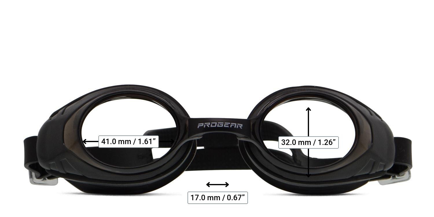 Progear HSV-1302 Swimming Goggles Black, Clear glasses - Measurements