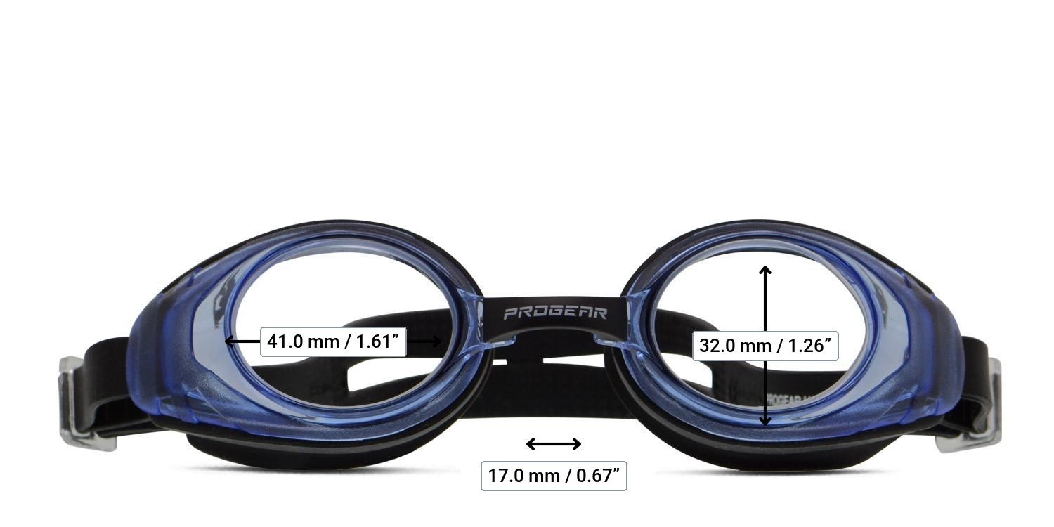 Progear HSV-1302 Swimming Goggles Blue, Clear, Black glasses - Measurements