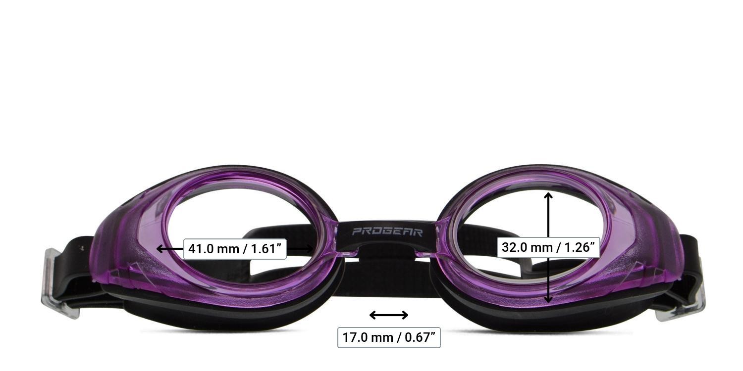 Progear HSV-1302 Swimming Goggles Purple, Clear, Black glasses - Measurements
