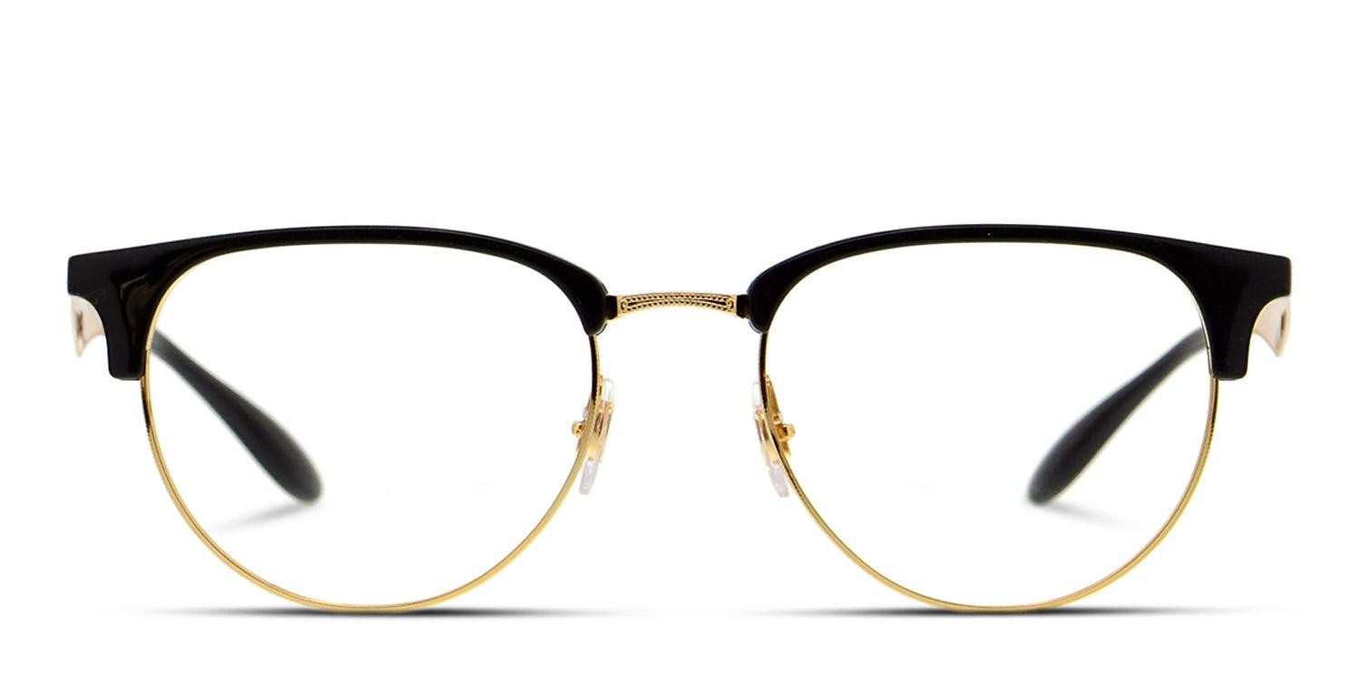 Ray-Ban RX6396 Shiny Black w/Gold glasses - Gold / Shiny Black - Frontal View