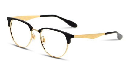 Ray-Ban RX6396 Shiny Black w/Gold glasses - Gold / Shiny Black - Angle View