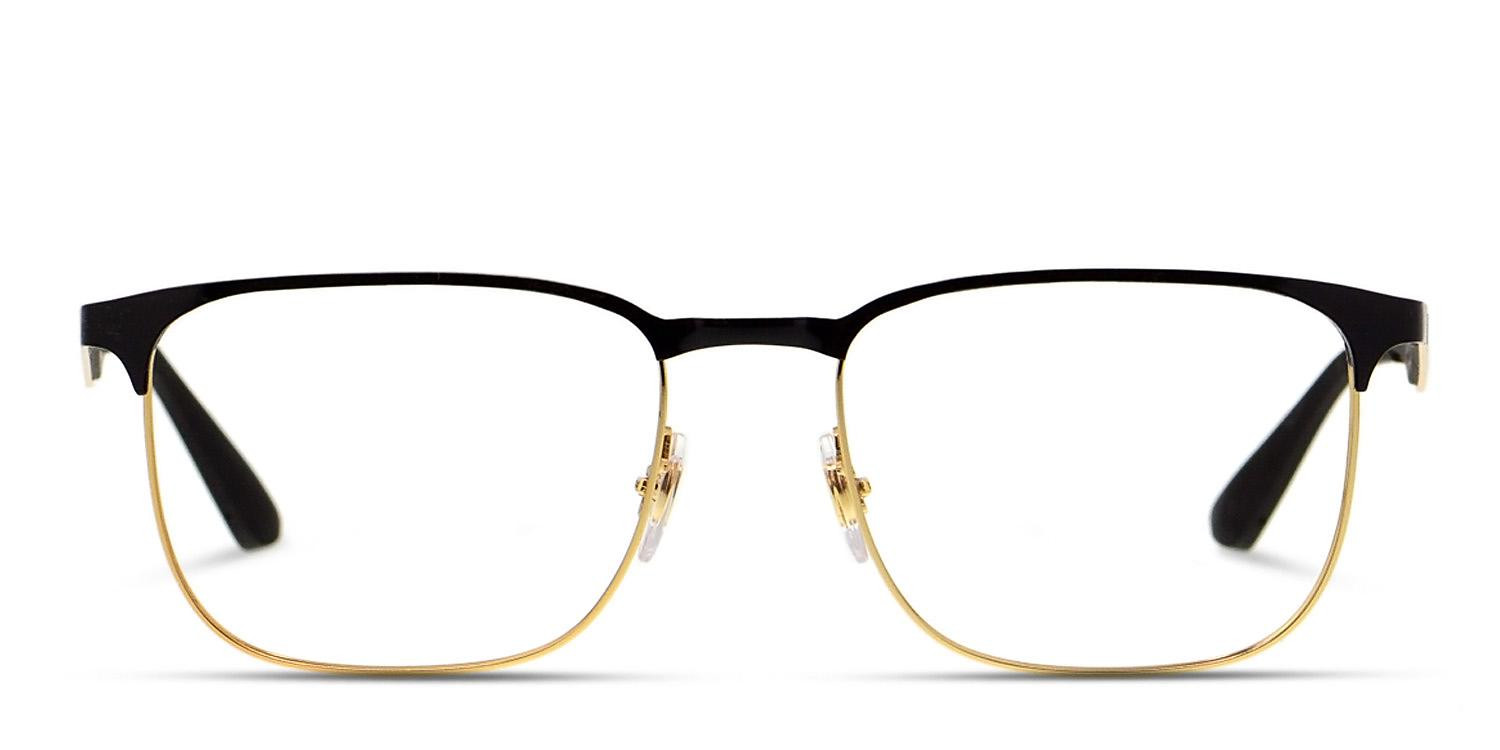 Ray-Ban 6363 Shiny Black, Gold glasses - Gold / Shiny Black - Frontal View