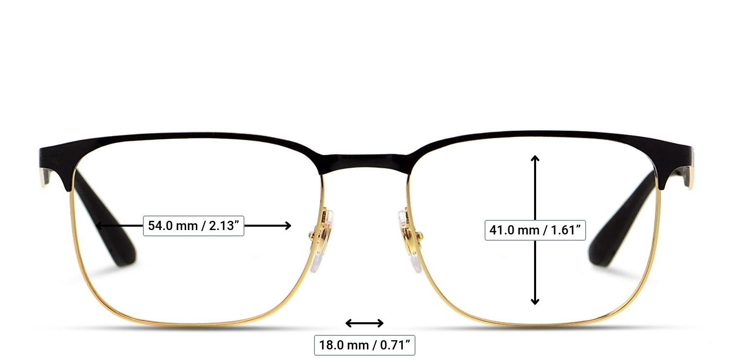 Ray-Ban 6363 Shiny Black, Gold glasses - Measurements
