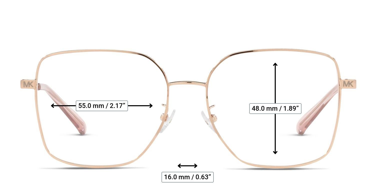 Michael Kors MK3056 Naxos Rose Gold glasses - Measurements