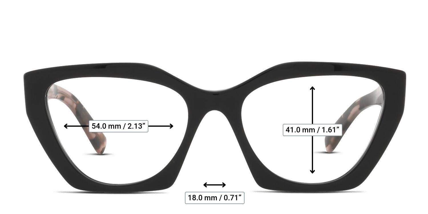 Prada PR 09YV Shiny Black glasses - Measurements