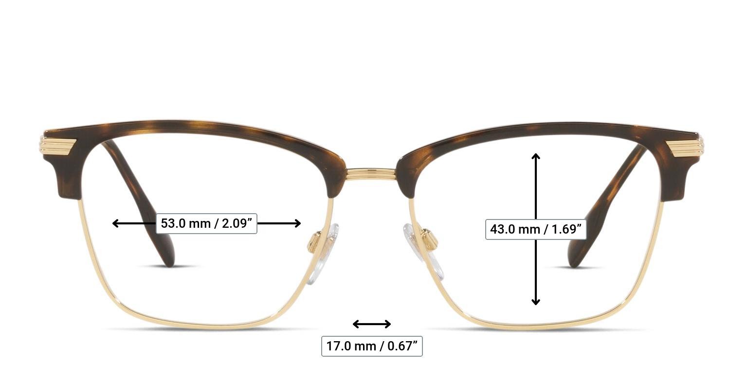 Burberry BE2359 Pearce Tortoise, Gold glasses - Measurements