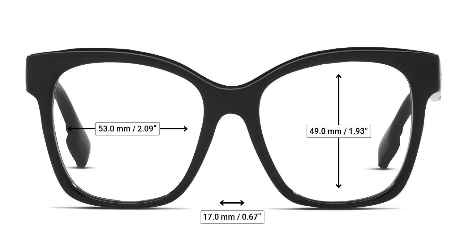 Burberry BE2363 Sylvie Shiny Black glasses - Measurements