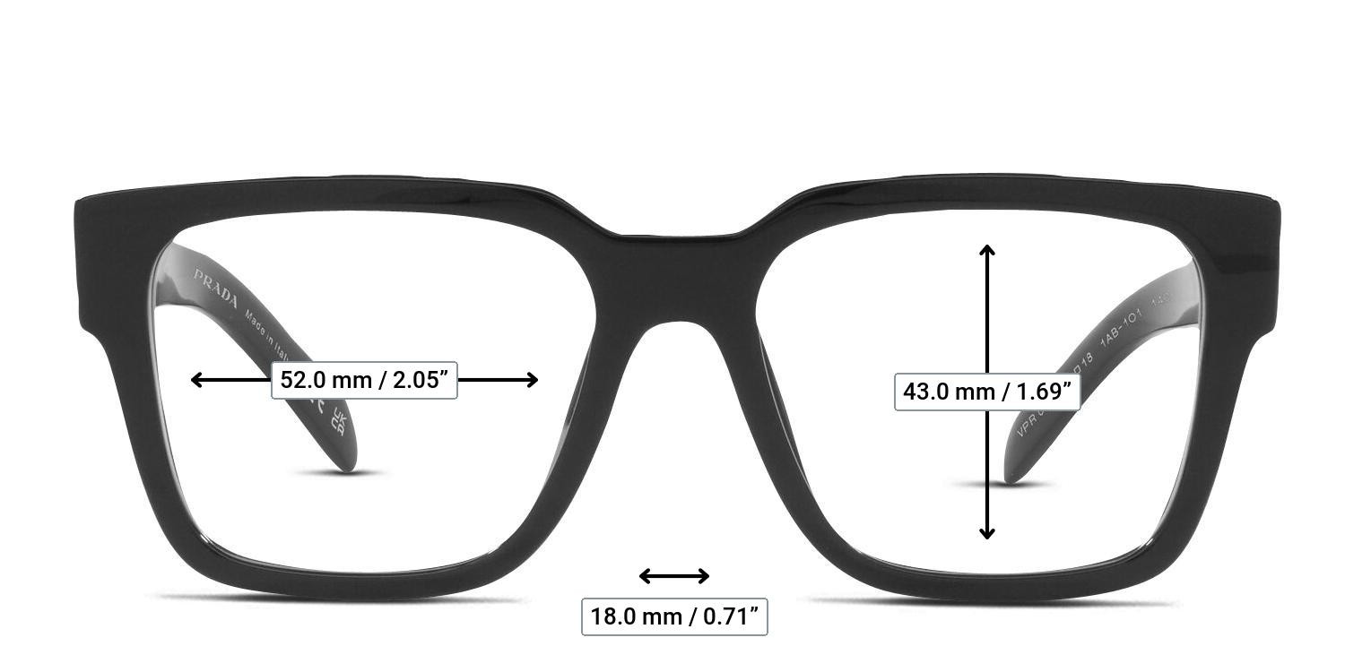 Prada PR 08ZV Shiny Black glasses - Measurements