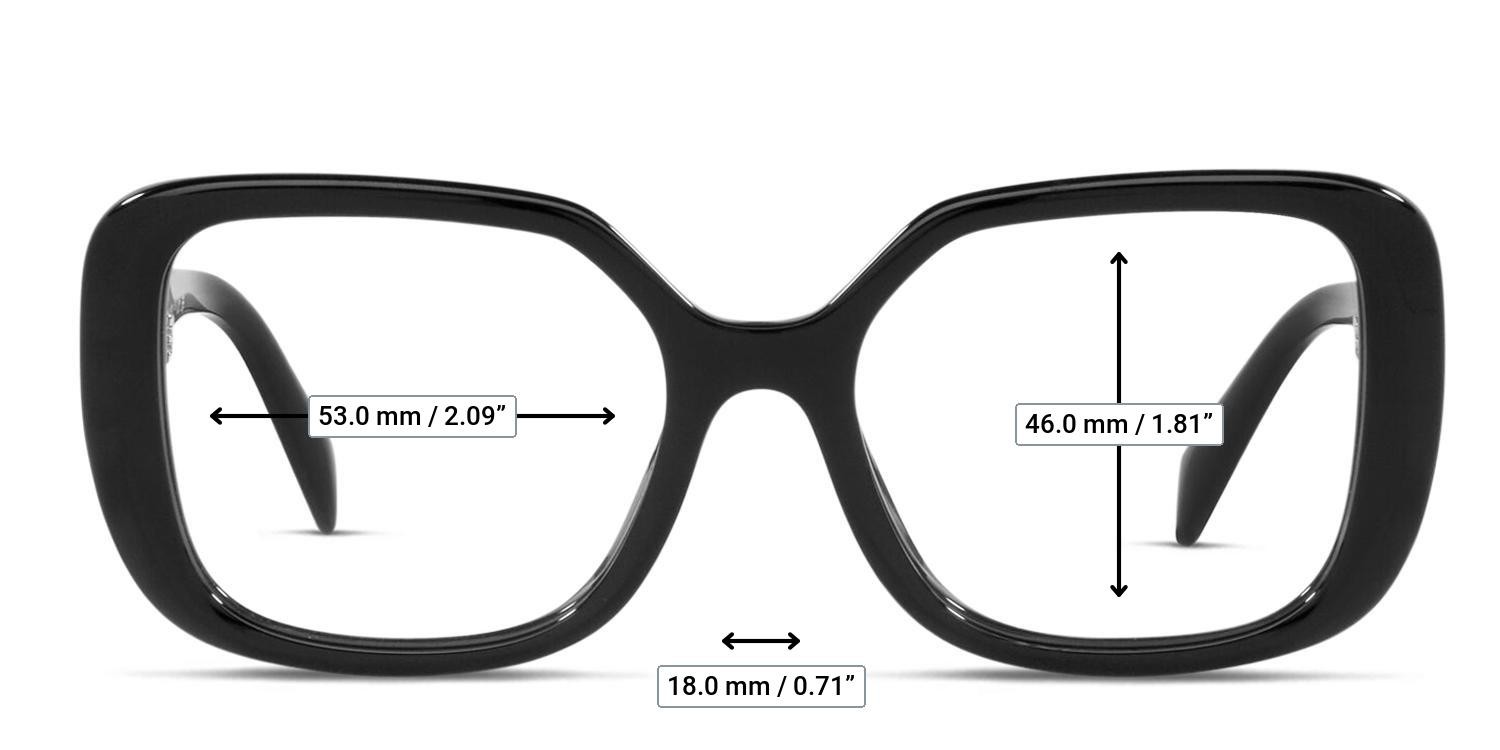 Prada PR 10ZV Shiny Black glasses - Measurements