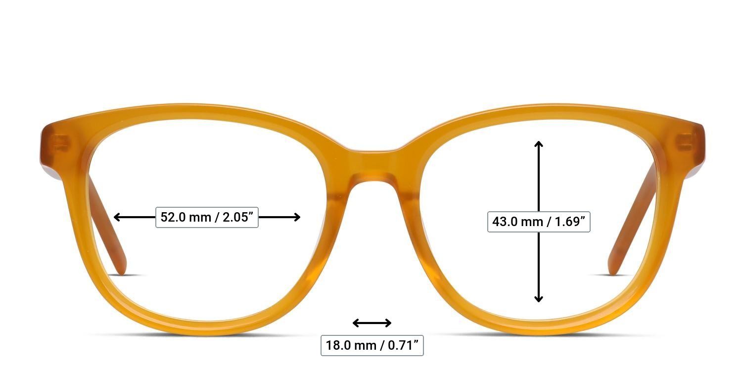 Champion x GlassesUSA.com Williamsburg Orange glasses - Measurements