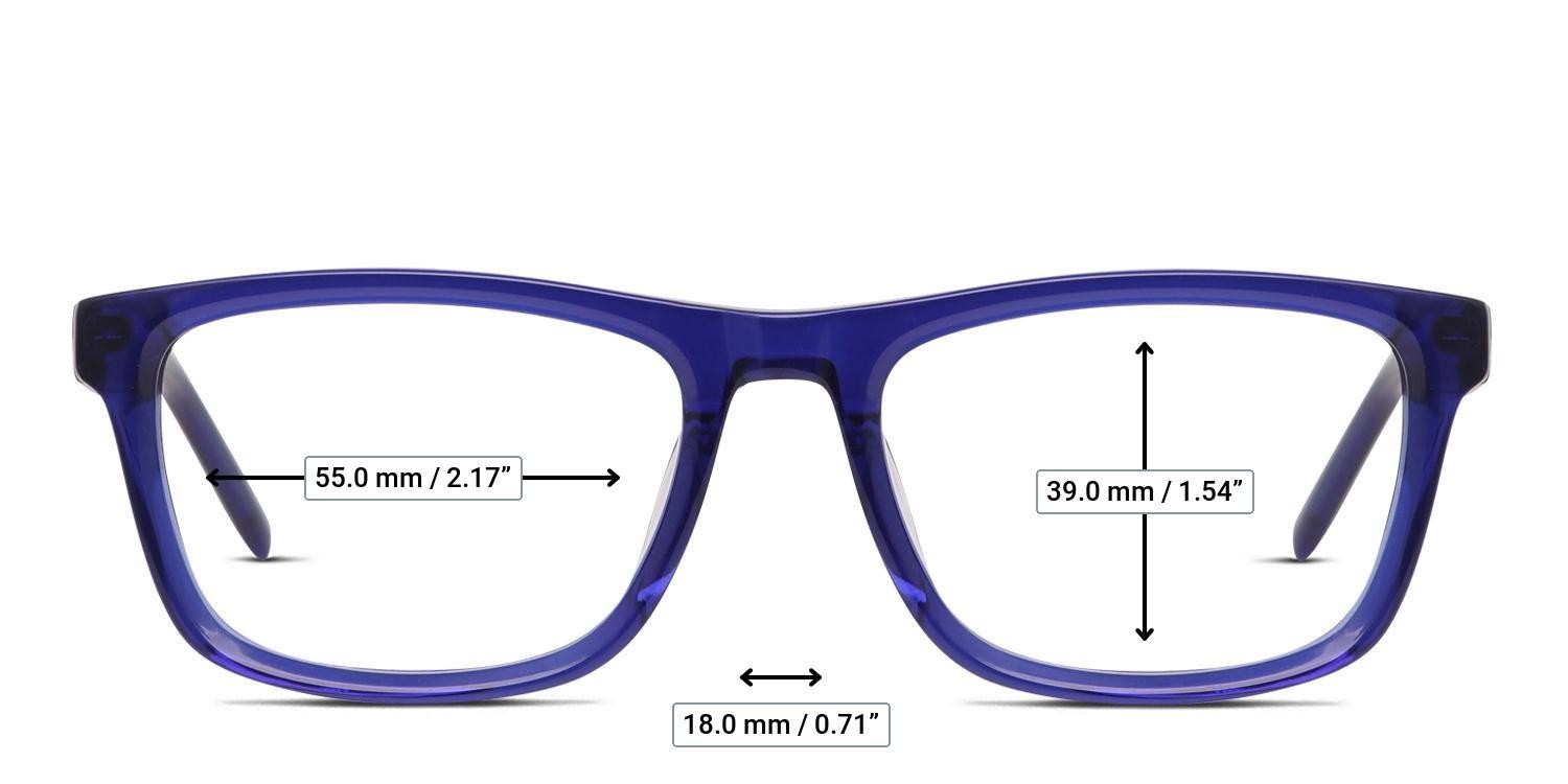 Champion x GlassesUSA.com SoHo Blue glasses - Measurements