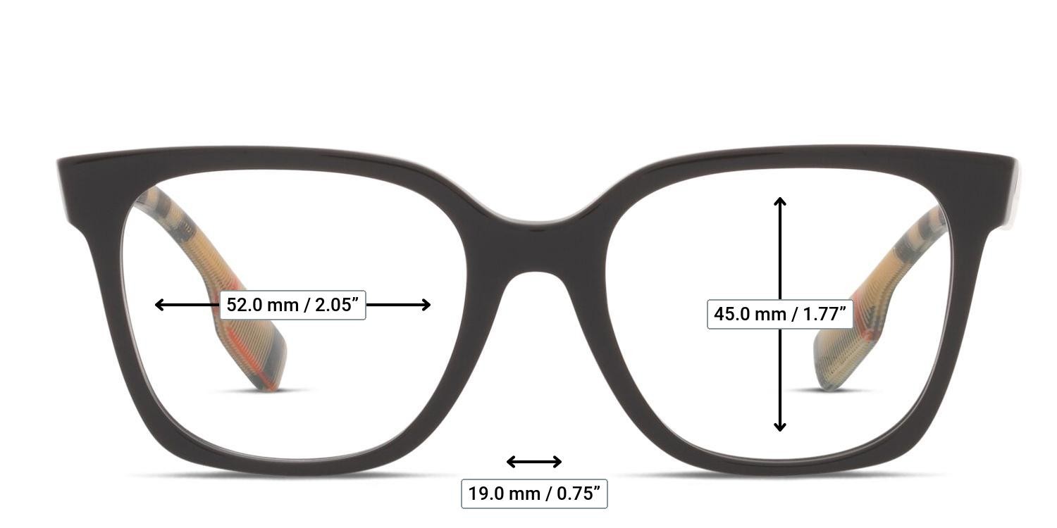 Burberry BE2347 Evelyn Black glasses - Measurements