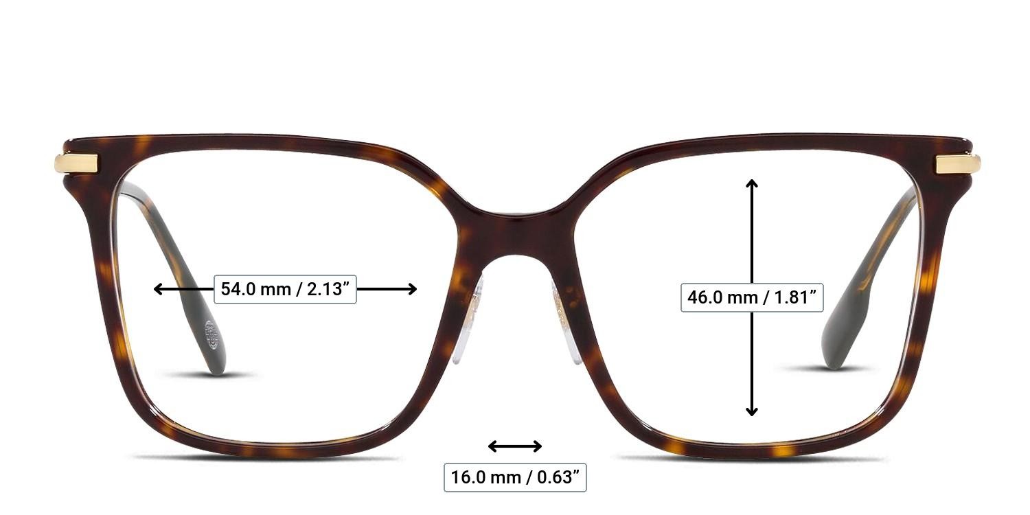 Burberry BE2376 Elizabeth Tortoise glasses - Measurements
