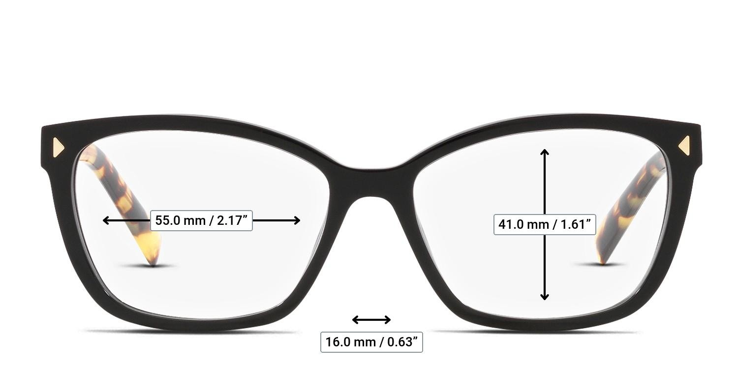 Prada PR15ZV Black glasses - Measurements