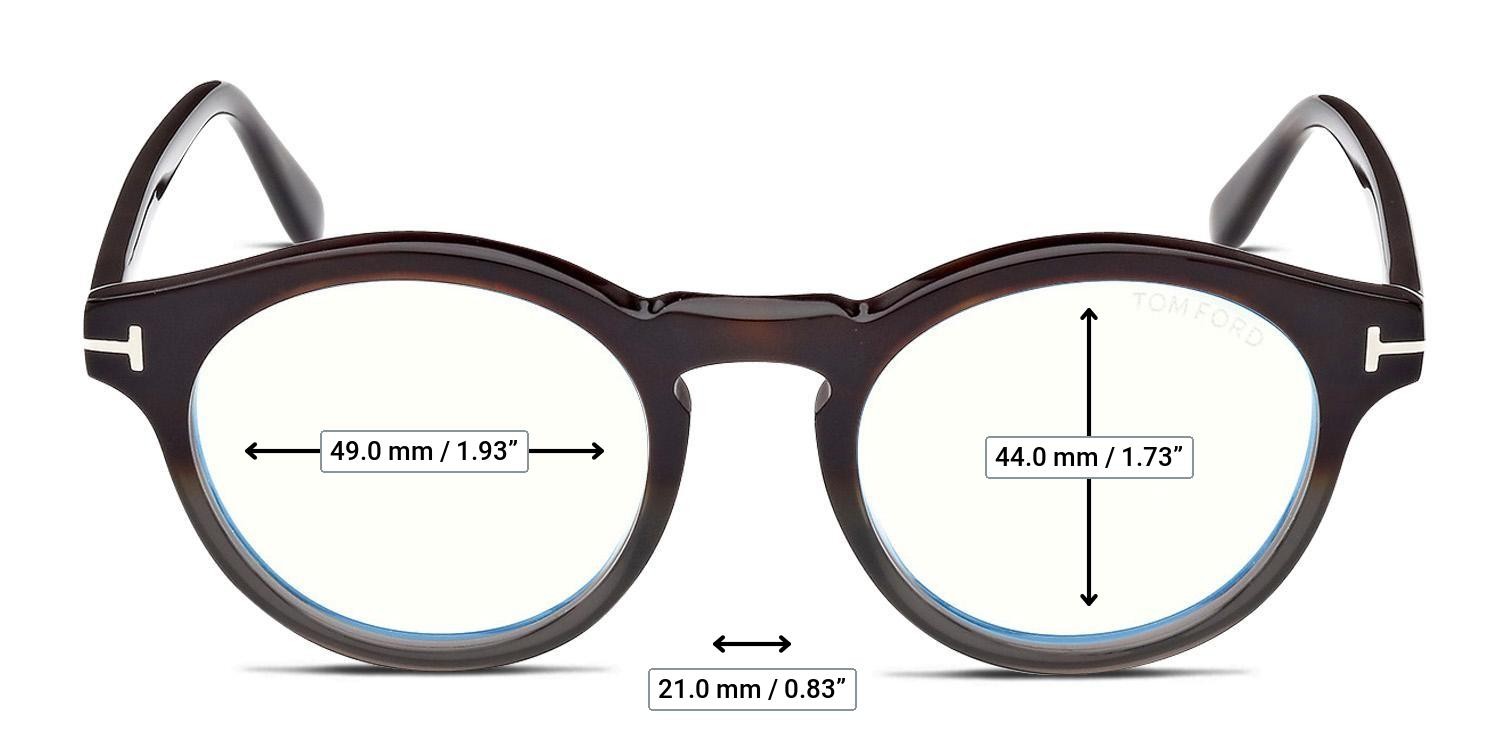 Tom Ford TF5887-B Brown, Gray glasses - Measurements