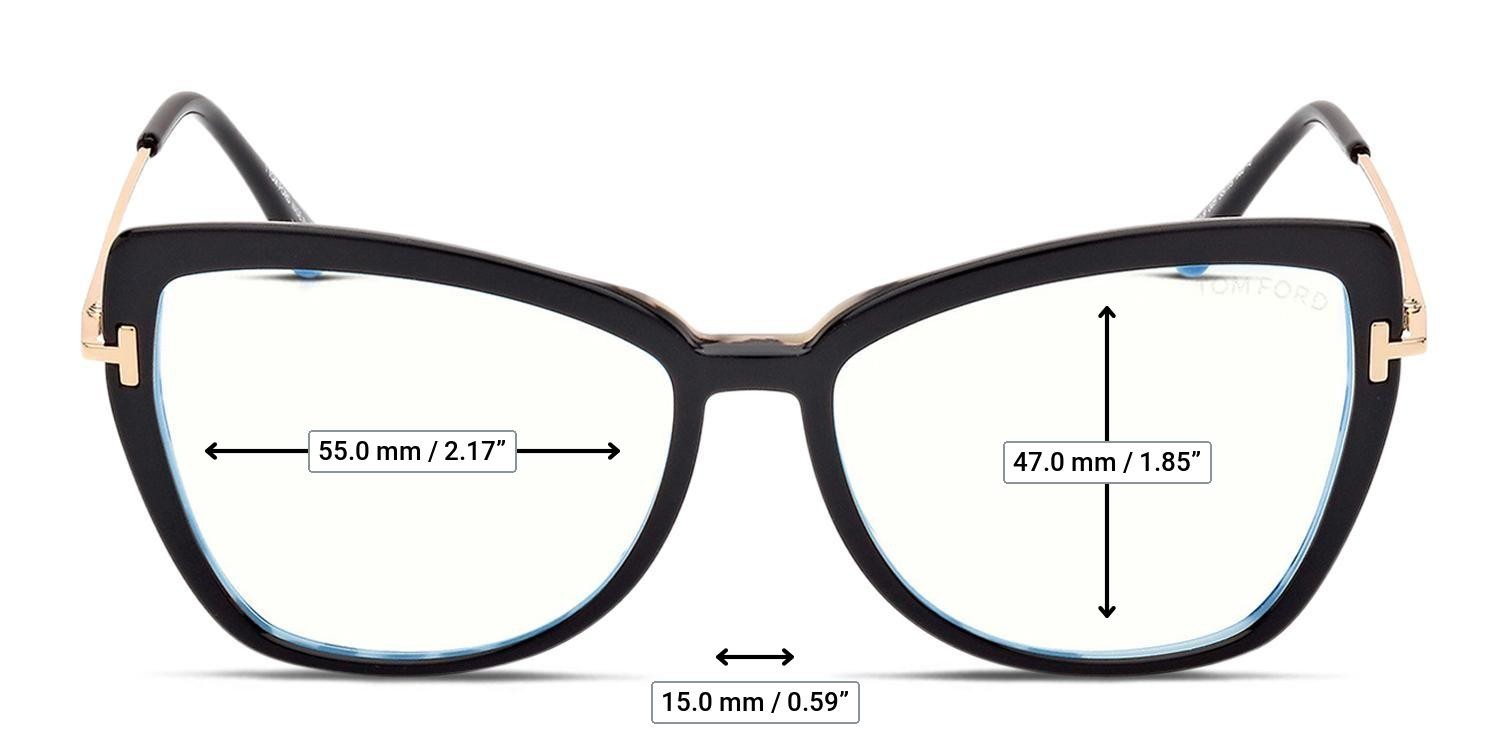 Tom Ford TF5882-B Shiny Black, Gold glasses - Measurements