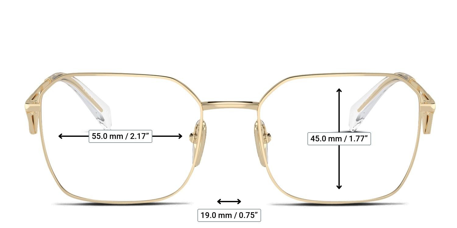 Prada PRA51V Gold glasses - Measurements