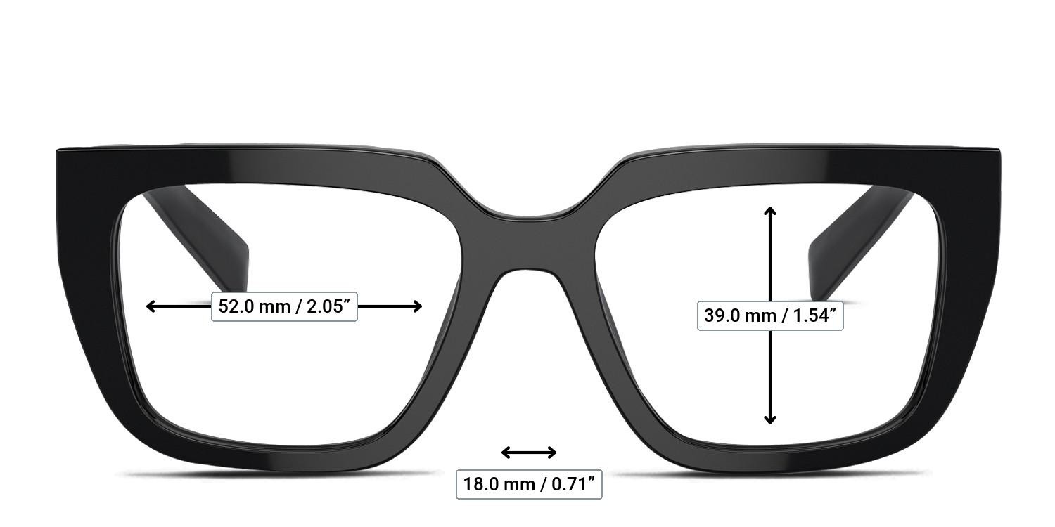 Prada PRA03V Black glasses - Measurements