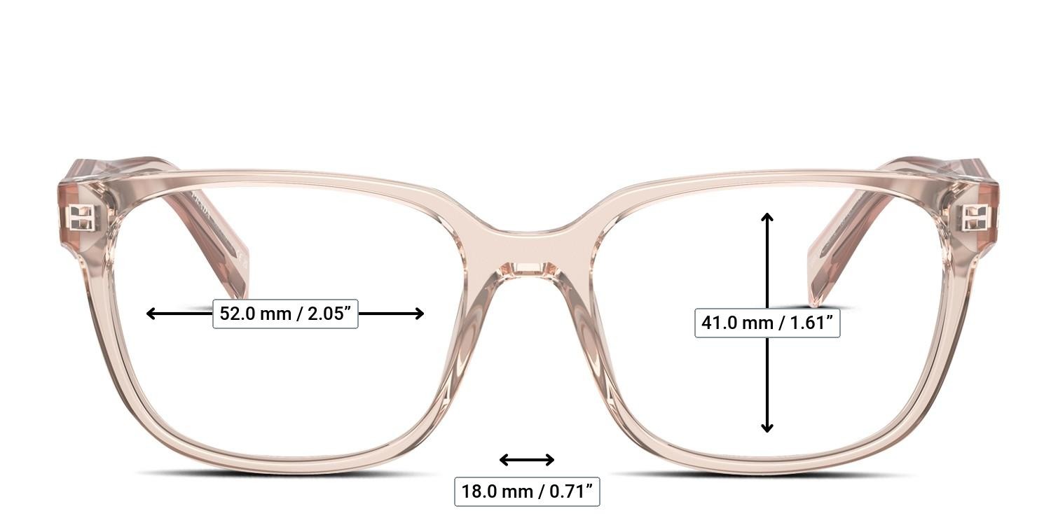 Prada PR17ZV Clear, Pink glasses - Measurements