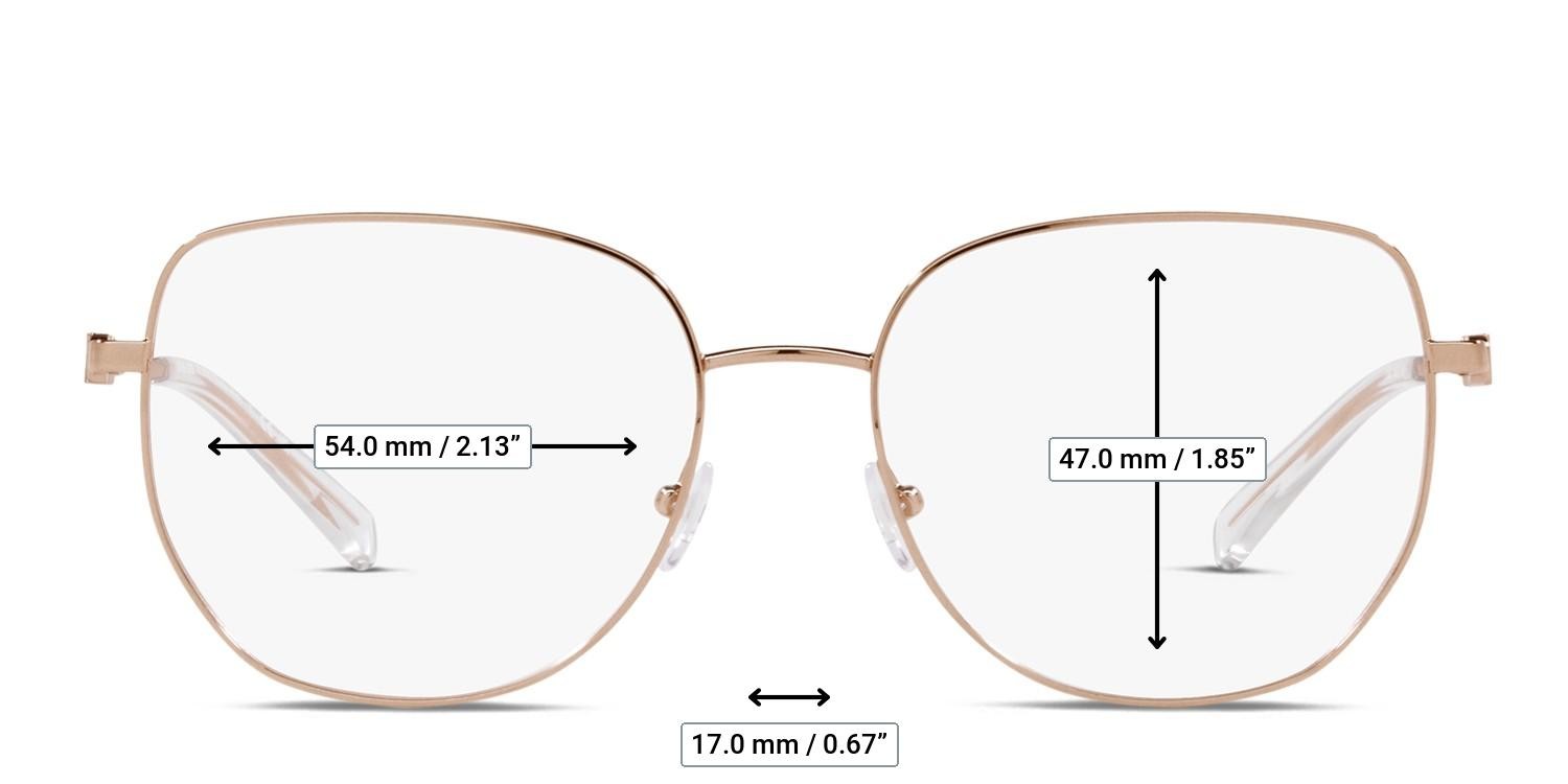 Michael Kors MK3062 Belleville Pink, Gold glasses - Measurements