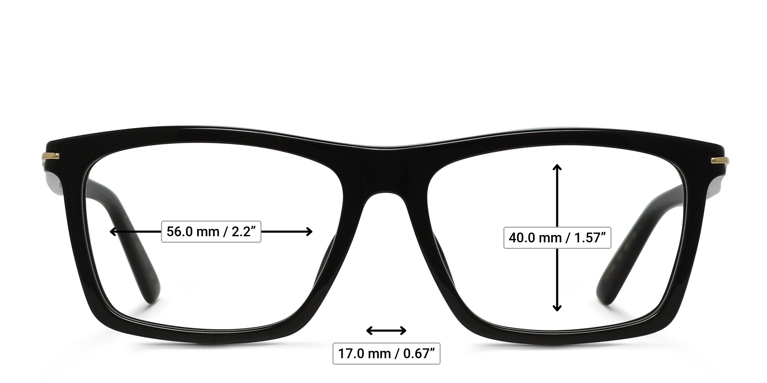 Gucci GG1445O Shiny Black glasses - Measurements