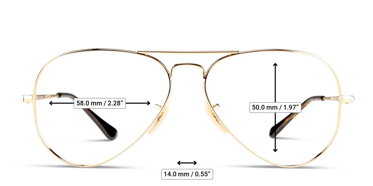 Ray-Ban RX6489 Aviator Gold glasses - Measurements