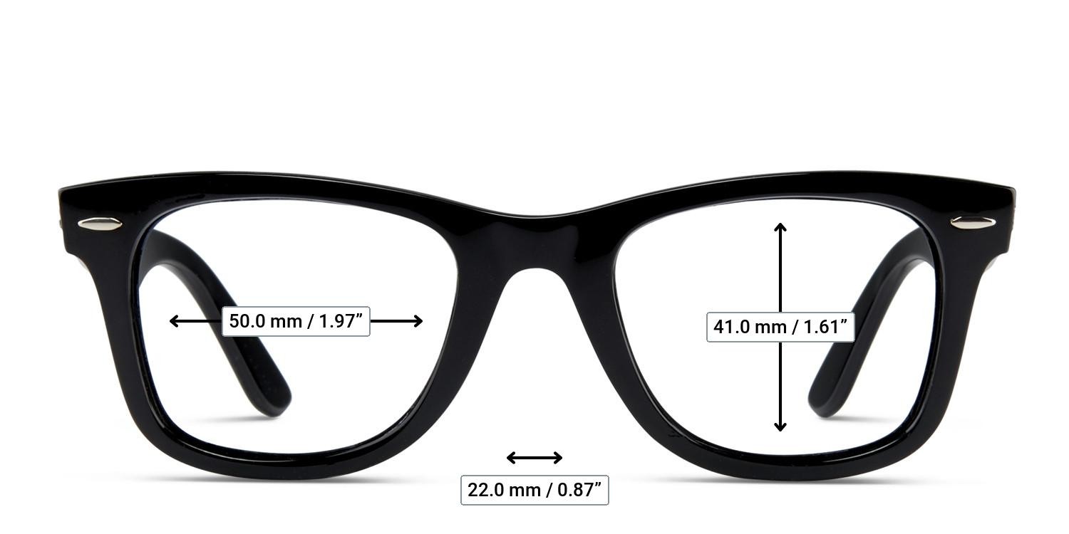 Ray-Ban RX4340V Wayfarer Ease Shiny Black glasses - Measurements