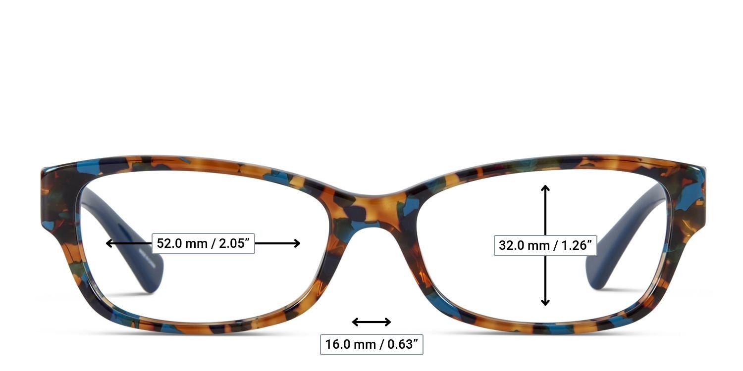 Coach HC6078 Teal Tortoise glasses - Measurements