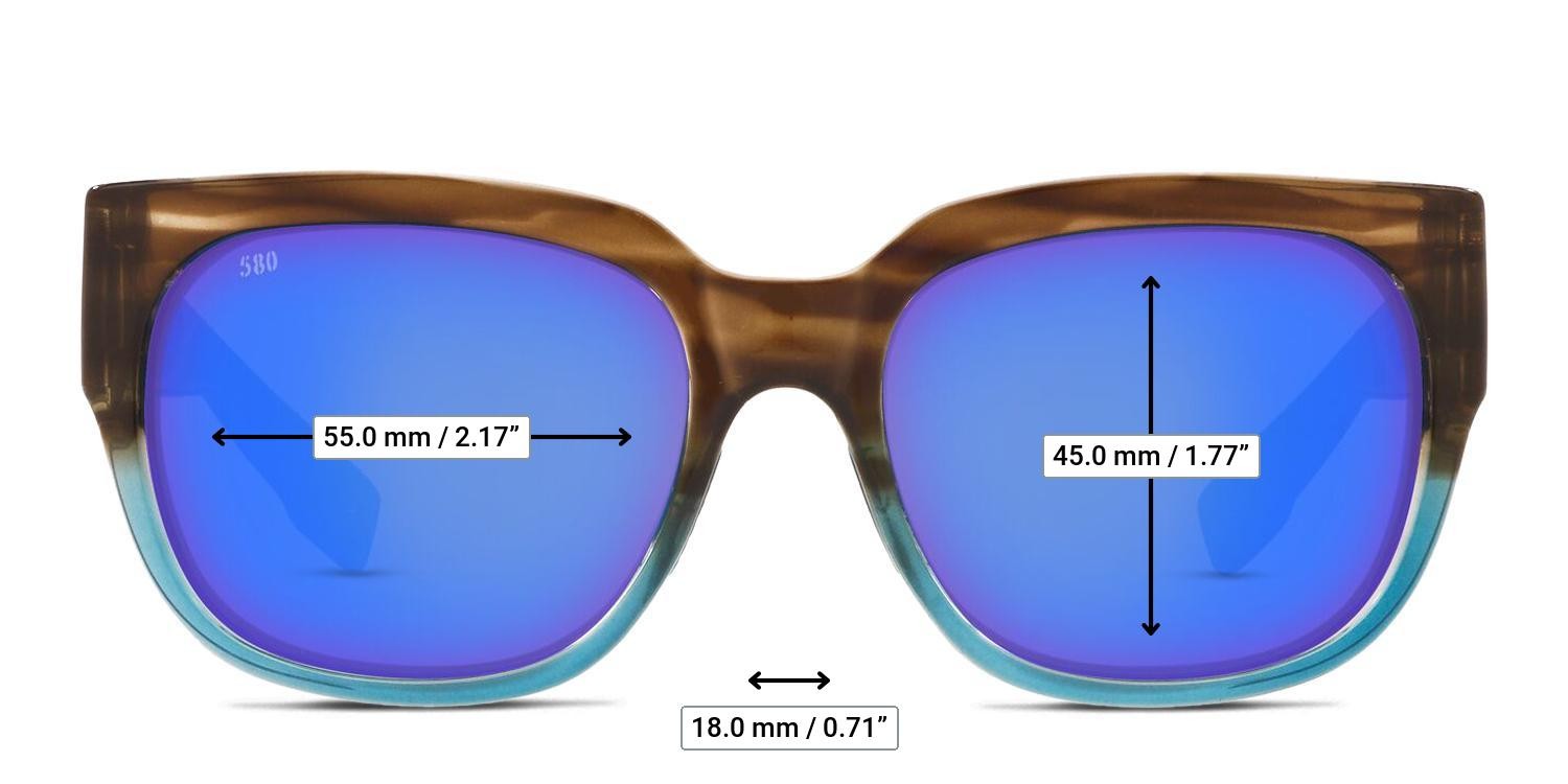 Costa Del Mar Waterwoman Tortoise, Multicolor, Blue glasses - Measurements