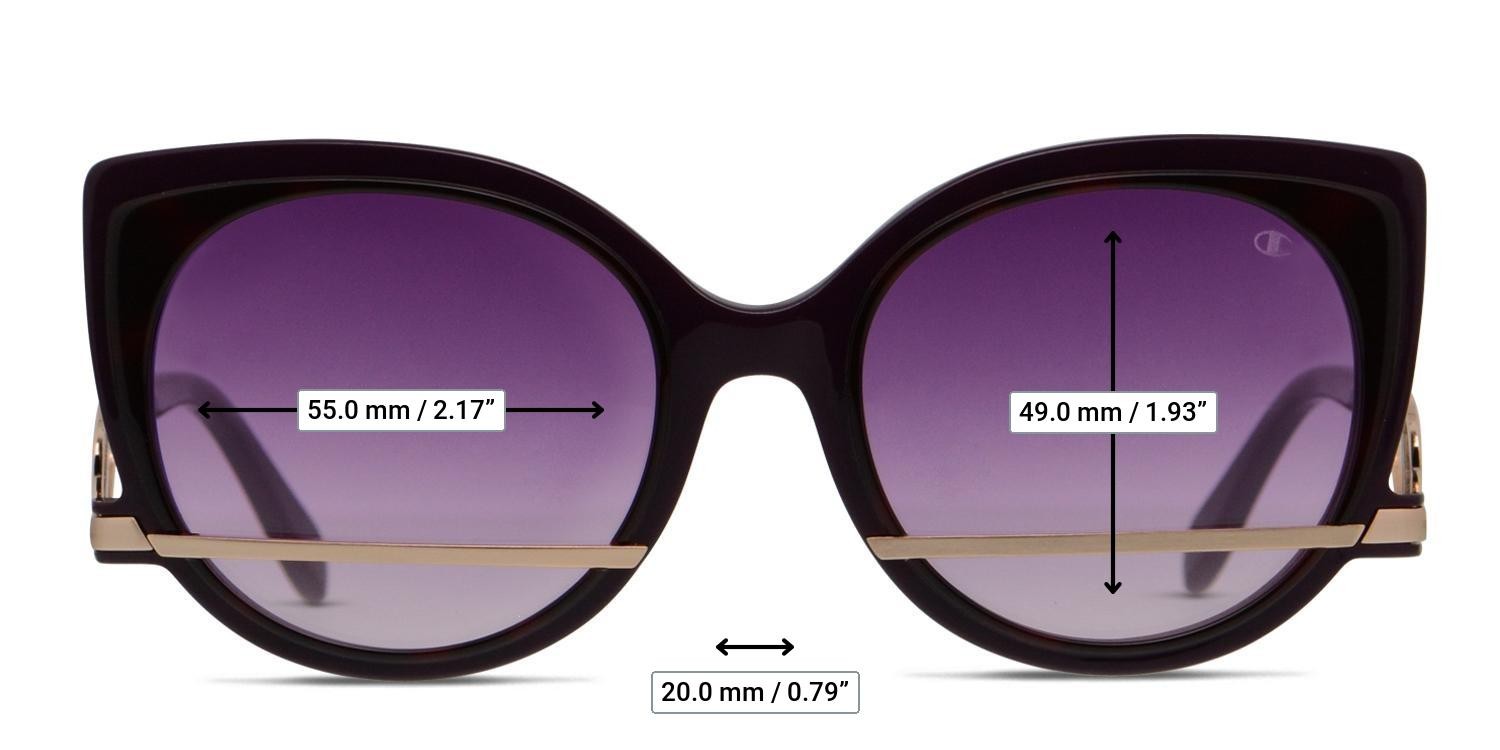 Champion Gwen Purple, Gold glasses - Measurements