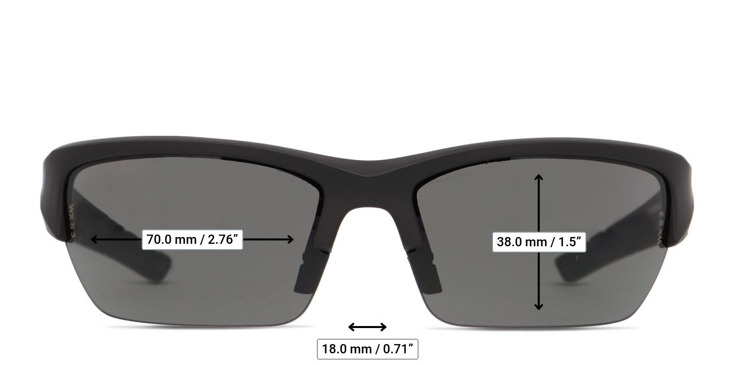 Wiley X Valor Black, Gray glasses - Measurements
