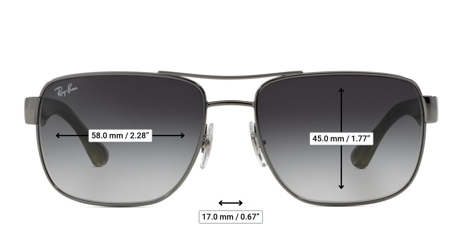 Ray-Ban RB3530 Gunmetal, Blue, Green glasses - Measurements