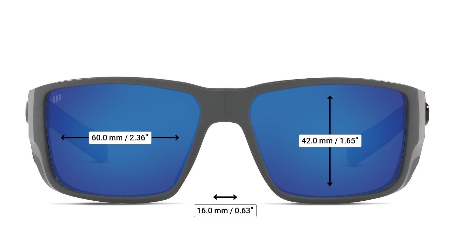 Costa Del Mar Blackfin Pro Gray, Blue glasses - Measurements